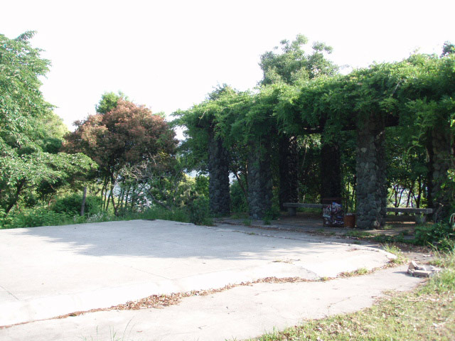 筆山頂上、展望台、レッドロビンとミカドアゲハ