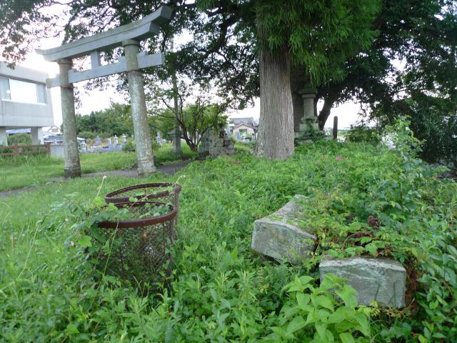 地震と、倒壊した鳥居