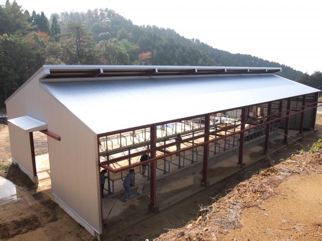 安田町栄峰の真新しい牛舎