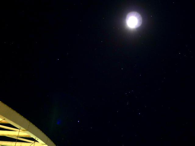 中天高く、冬の星空